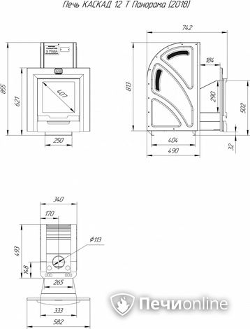 Дровяная банная печь Теплодар Каскад-12 Т Панорама (2018) в Первоуральске
