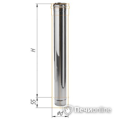 Дымоход Феррум Дымоход нержавейка 08 d-115 L=1м в Первоуральске