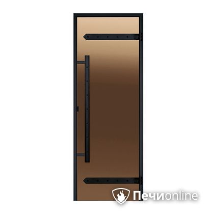 Дверь для бани Harvia Стеклянная дверь для сауны LEGEND 7/19 черная коробка сосна бронза  D71901МL в Первоуральске