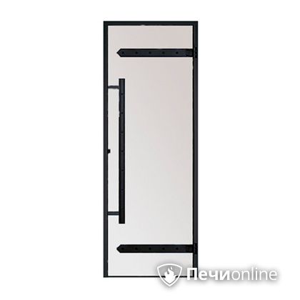 Дверь для бани Harvia Стеклянная дверь для сауны LEGEND 7/19 черная коробка сосна сатин D71905МL в Первоуральске